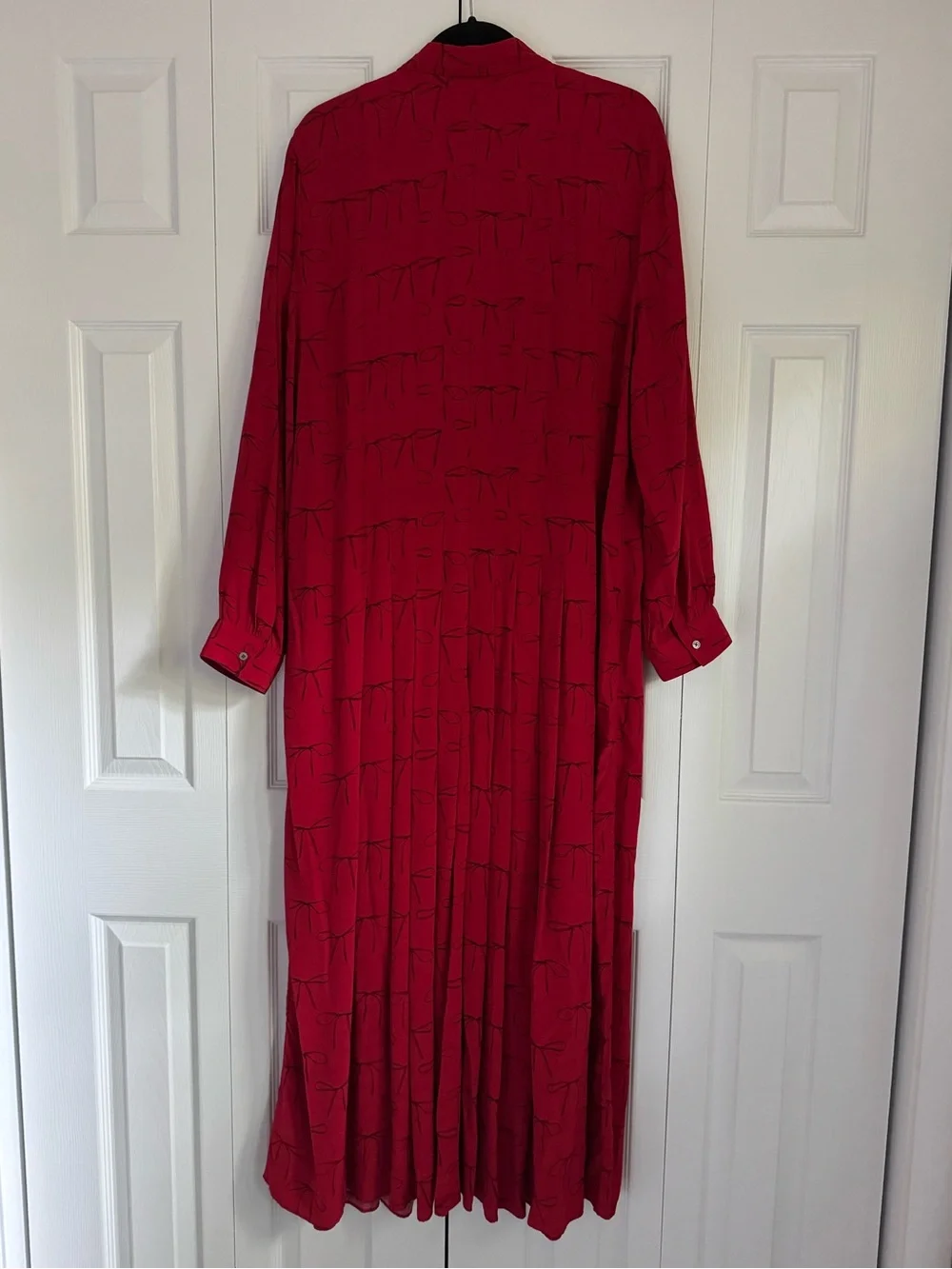 J.Crew Red Drapey Pleated Shirt-Dress in Bow Print Size 16